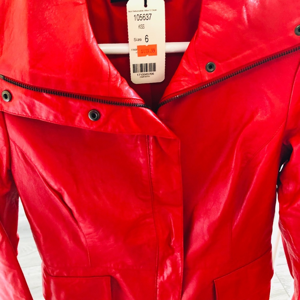 Ladies Sexy Red Leather Jacket